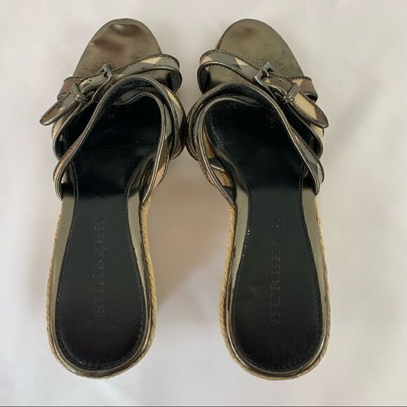 Womens Burberry Nova Check Espadrille Wedge Slip On Sandal Size 39 US 8 - Picture 4 of 11